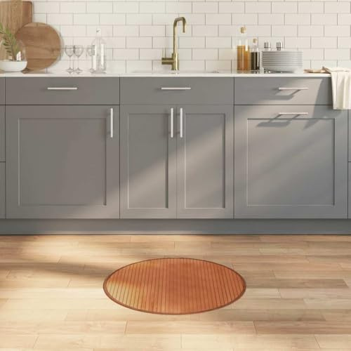 QJBSAVVA Moderner Bambus Teppich Rund 60 cm Braun Natürlich Langlebig und rutschfest für Wohnzimmer Balkon und Flur