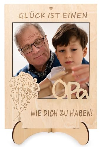 Giftota Magnetischer Holz Bilderrahmen für Opa - Geschenkideen zum Vatertag - Perfektes Foto Geschenk für Besten Opa zum Geburtstag, Vatertagsgeschenk - Dankeschön Geschenk