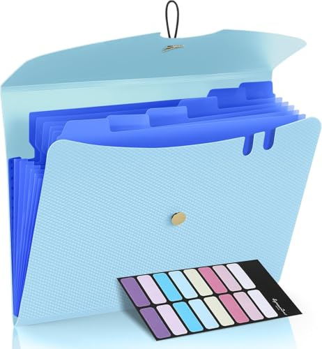 Wisyoth Dokumentenmappe A4, Fächermappe Mit 7 Fächern Mappe Dokumenten Organizer, Tragbar Ordnungsmappe Mappen Ordnersystem Document Folder für Zuhause, Büro, Schule (Blau)