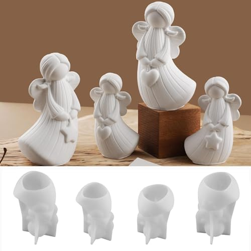 Moldes de silicona para fundir Navidad Ángel, 4 unidades 3D molde de silicona Ángel Molde de silicona Navidad para fundir moldes de fundición de Navidad Molde de fundición Ángel Molde de silicona para