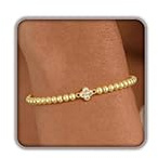 LuminCross Cadeau Femme Bracelet Idée Cadeau Femme Bijoux Cadeau Anniversaire Bracelet Porte-Bonheur, Bracelet Élastique Plaqué Or en Acier Inoxydable, Bijoux Fantaisie Élégant
