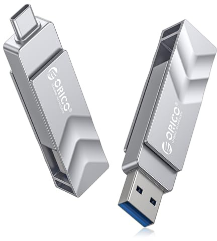 ORICO USB-minne 128 GB USB 3.2 Gen 1 typ A och USB-C flash-enhet med nyckelring 150 MB/s minnessticka OTG för Android smartphones, iPhone 15/16/17, MacBook och iPad, surfplatta, plug & Play