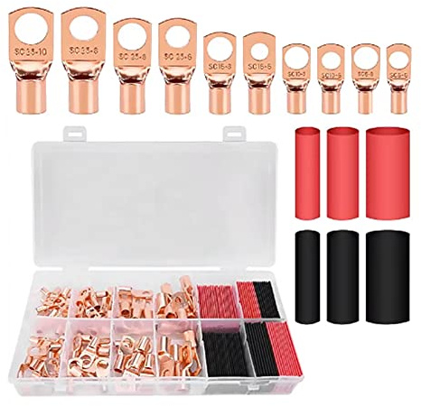 Jaywool 150Pcs Cable Connector Cable Lug Ring Battery Cable Ends Awg 2 4 6 8 10 Gauge Wire Connectors