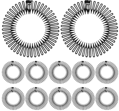 GALPADA Diadema Elástica Peine Flexible Negro, 12 Unidades, Accesorios para Mujer, Sujeción Cómoda para Cabello Fino o Grueso, Adecuado para Peinado Diario y Control de Mechones