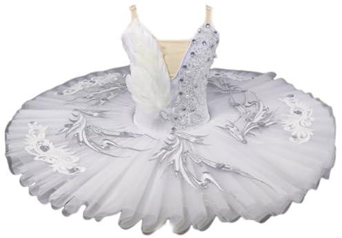 EFLALYHG Professionell Balett Tutu Flickor Platter Pannkaks Tutu Barnkläder Balettdräkter Scentävlingskostymer,White 1,110