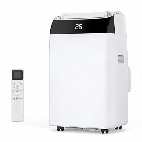 Klimaanlage Mobil Leise 4-in-1 Mobile Klimagerät 12000 BTU–Kühlen/Entfeuchten/Schlafmodus/Ventilator Leise<52 DB Für Räume Bis 51m², Elektrische Klimaanlage Mit Abluftschlauch, LED-Display&Timer Weiß