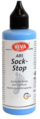 Viva Decor ABS sockstop (82 ml, ljusblå) stopp för strumpor – halkfria noppor för strumpor – strumpor stopp – halkskydd för strumpor – ABS-färg – tillverkad i Tyskland