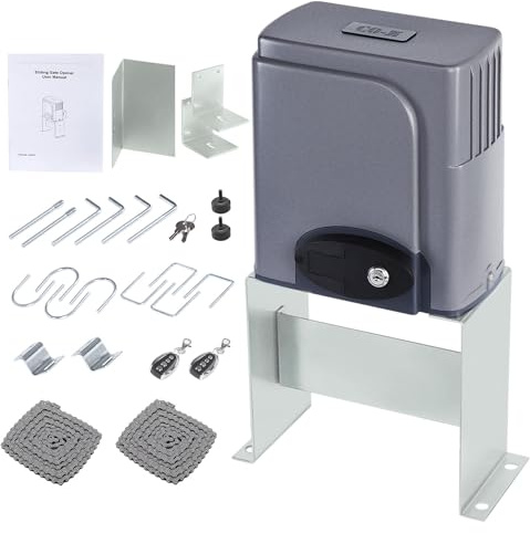 CO-Z 1400lb Sliding Gate Opener Hardware Security System Kit for Sliding Gates Up to 40 Feet, Automatic Gate Opener with Two Remote Controls, Electric Rolling Driveway Slide Gate Motor - Model CG1400