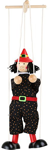 small foot 10034 Marionette Hexer aus Holz, mit Schnüren an einem Holzkreuz befestigt