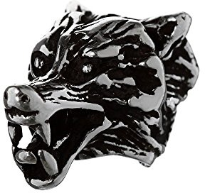 NKlaus Bijoux de cheveux Perle de barbe Tête de loup avec grande ouverture Argent massif 925 6442