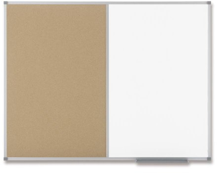 Nobo 538367 Classic Kombitafel mit Aluminiumrahmen (Kork/magnethaftendes Whiteboard, 60 x 90 cm) weiß/braun