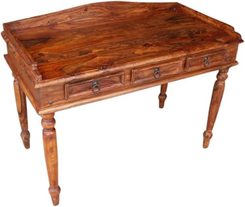 Kolonialstil-Schreibtisch aus Akazienholz, handgearbeitet, Modell 3 | Elegantes Design, robustes Akazienholz, ideal für Home Office, stilvoll und funktional.