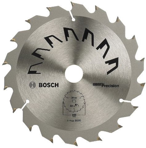 Bosch Accessories 1x Kreissägeblatt Precison (Sägeblatt für Holz, Ø 160 x 2.5/1.5 x 20/16 mm, 18 Zähne, ATB, mit 1x Reduzierring 16 mm, Zubehör Kreissäge)