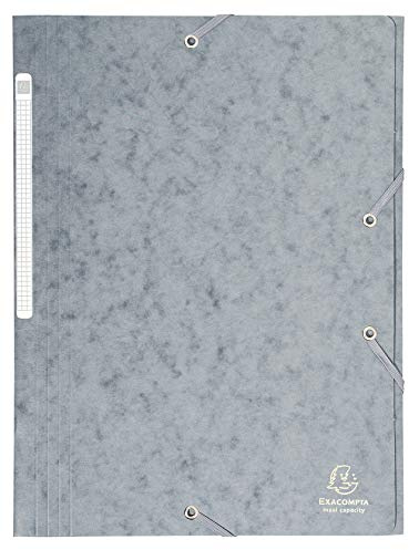Exacompta 17110H 25er Pack Einschlagmappe aus extra starkem Colorspan-Karton für DIN A4 mit 3 Klappen und 2 Gummizügen grau