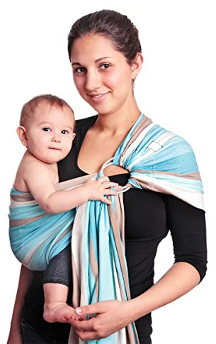 Hoppediz Ring-Sling, Baby-Tragetuch ab Geburt, 100 % schadstoffgeprüfte Baumwolle, Design Brest