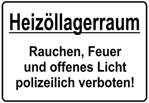 Schild Hinweisschild Hinweis Heizöllagerraum Rauchen Feuer Verboten Achtung Öl