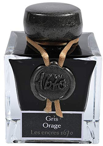 Jacques Herbin 15009JT – bläckflaska/kalligrafibläck 1670, 50 ml, med guldfärgad glitter, lämplig för reservoarpennor, bläckpennor, glasfjäder och fjäderhållare, grisorage, 1 styck