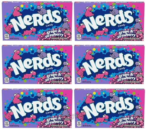 6 x NERDS GRAPE & STRAWBERRY THEATRE BOX 141g
