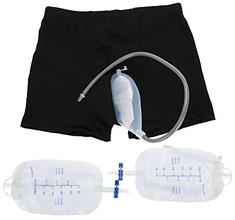 Voluxe Inkontinenzhose, männlicher Katheter Externer Silikon-Urin-Trichter-Urinbeutel, wiederverwendbarer PIPI-Halter, tragbarer Urinal-Sammler mit Katheter für Älteste für Männer