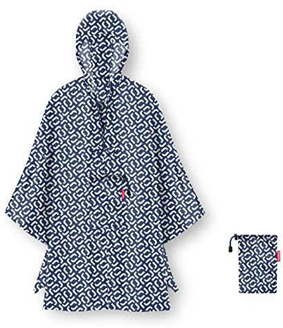 reisenthel mini maxi poncho in Signature Navy – Klein verpackter Regencape aus hochwertigem Polyestergewebe – Ansprechendes Design mit weiter Kragenöffnung
