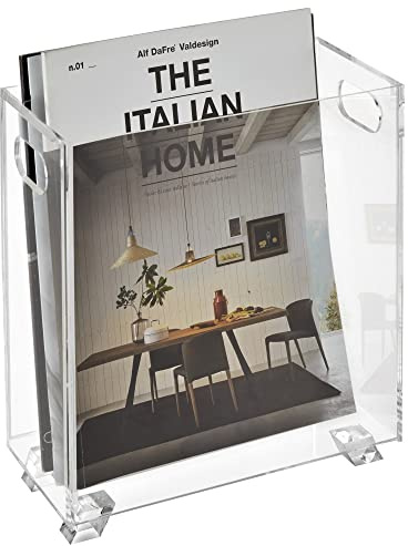 Stock Your Home Acrylic Magazine Holder - Crystal Clear Holder - Shatterproof - Open Top - Space Saver - For Magazines, Publications, Office Desk, Reception, Waiting Room