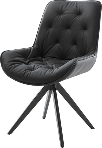 DELIFE Polsterstuhl Taimi-Flex Kreuzgestell kantig Schwarz Echt-Leder Schwarz