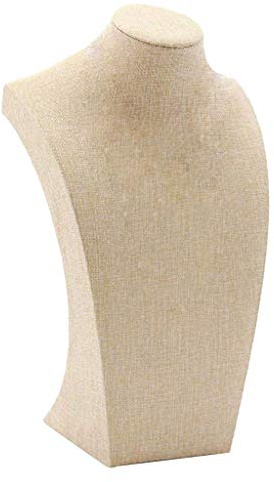 F Fityle Espositore per Collana Busto Manichino Espositore per Gioielli, Lino Beige - Cinque Misure, 205 * 340mm