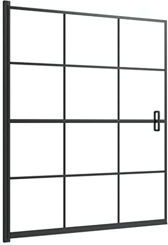 vidaXL Mampara de Ducha Puerta Cabina Baño Pared Cerramiento Cubículo Partición Apertura Central Seguridad Moderno ESG Negro 116x140 cm