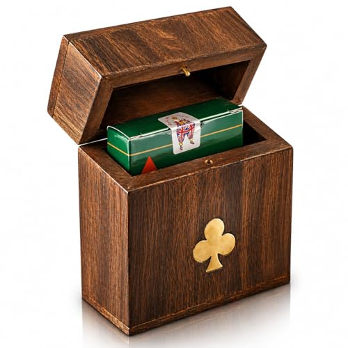 Geburtstagsgeschenkideen handgefertigte klassische hölzerne spielen kartenhalter deck box speicherkoffer organizer mit premium qualität 'ace' Spielkarten Jubiläumshauswarming Geschenkideen (Club)