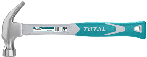 TOTAL - Martello da Falegname | 220 g | Ideale per la Falegnameria e la Carpenteria | Con Estremità per Estrarre Chiodi Curva | Manico in Fibra Bimateriale | Testa in Acciaio