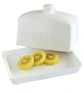 luckxuan Mantequera La sartén de la Mantequilla Blanca con la Tapa, el Estante de Mantequilla de cerámica con la manija se Puede Utilizar en los restaurantes Familiares del Hotel, Amigos M