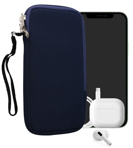 kwmobile Handytasche für Smartphones XXL - 7 - Neopren Handy Hülle Dunkelblau - Handy Tasche 17,7 x 8,5 cm Innenmaße