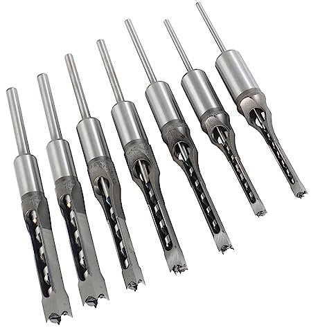 kimllier 7-teiliges Vierkantlochbohrer-Set Kernbohrer, Hochgeschwindigkeitsstahl, scharf, langlebig, Meißel-Set, 6/25, 1/4, 5/16, 3/8, 2/5, 1/2, 9/16 Zoll