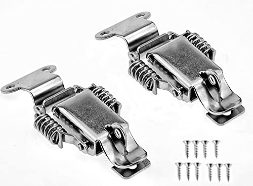 90 Degrees Spring hasp Toolbox Toggle latches Lock，Stainless Steel 304 Toolbox Draw Compression Spring Toggle Latch Catch Clamp W/Screws (L, Type:with Keyhole)