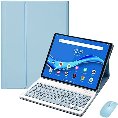 ERY Funda de Teclado para Lenovo Tab M10 FHD Plus 10,3 TB-X606F/X606X con Ratón Magnético Desmontable Inalámbrico Bluetooth Teclado Español Ñ, Funda Delgada con Soporte Tipo Folio,Azul