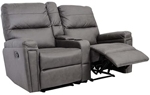 Mendler HWC-K17 - Sillón de cine (2 unidades, con soporte para bebidas, tela/tela, color gris oscuro)