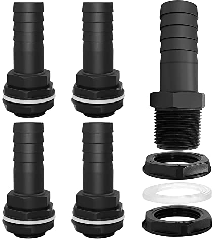 4 Stück Tankdurchführung, Regentonnendurchführung 1 Zoll Außengewinde mit 2 Dichtungen und Kontermutter, Fassanschluss SchlauchtüLle für Regentonne Wassertonnen Wassertanks Zisternen
