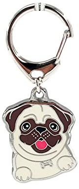 BT Bear Hunde-ID-Tags, Metall-Hunde-Anhänger, Schlüsselanhänger, niedlich, für Welpen, Haustiere, ID-Tags, Schlüsselanhänger, Schlüsselanhänger (Mops)