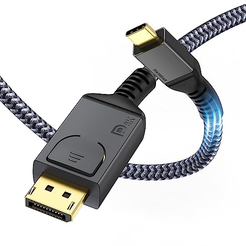 Maxonar UCB C DisplayPort Kabel 1.4 2M/6.6Ft 8K@60Hz 4K@144Hz/120Hz 2K@240Hz 5K@60Hz Thunderbolt 3/4 auf DP Kabel 32,4Gbps HBR3 Typ C DP 1.4 für Macbook Pro/Air M2 iPad Pro Dell XPS