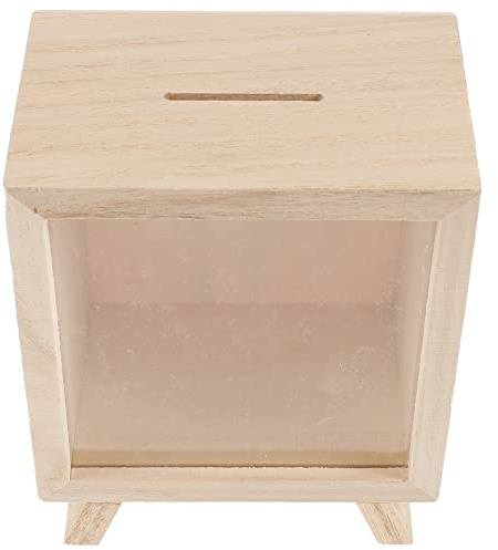 DOITOOL Tirelire en Bois Tirelire en Bois Shadow Box avec Cadre en De Verre Acrylique en Bricolage Banque D'économie d'argent pour Enfants Adultes Décoration