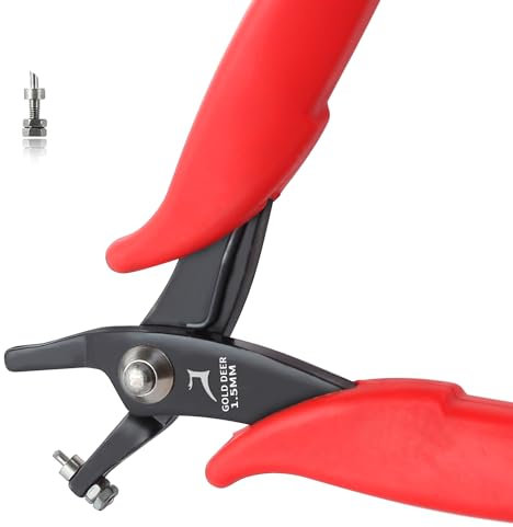 GOLD DEER Pince perforatrice en métal à mâchoire courte de 1,5 mm avec broche de rechange – Outil fin de précision pour métaux doux, fabrication de bijoux en feuilles