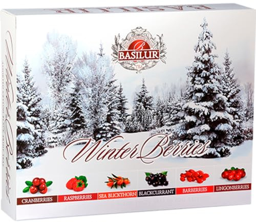 Basilur - Bolsa de té de invierno con diseño de bayas variadas - 60 x 2 g