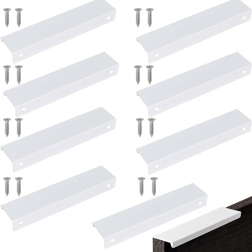 CLKE 8Pcs Poignée de Cuisine Blanc 150mm,Poignée Meuble Cuisine Invisible pour meuble Idéales avec Un Style Epuré et Moderne,pour Placards,Armoires,Tiroirs de Cuisine