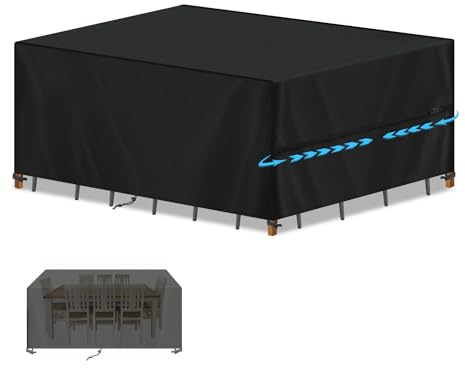 SIMPHAUS Large Garden Table Cover 220x130x85cm Outdoor Furniture Covers Waterproof Rattan Garden Furniture Covers for Outside Furniture,Garden Sofa Cover with Straps,Anti-UV 420D Oxford Fabric