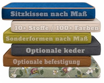 LUXUCURE Bankauflage nach Maß, Bankkissen für Innen & Outdoor, 18 cm Dick