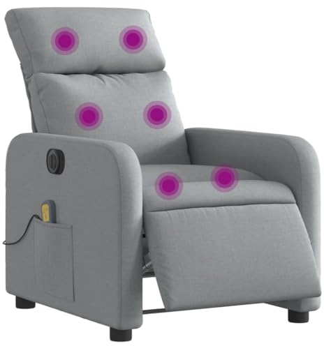 vidaXL Elektrisk massagefåtölj ljusgrå tyg, fåtölj, fåtölj med uppresningshjälp, reclinerstol, fåtöljer, fåtöljer med uppresningshjälp, reclinerstolar