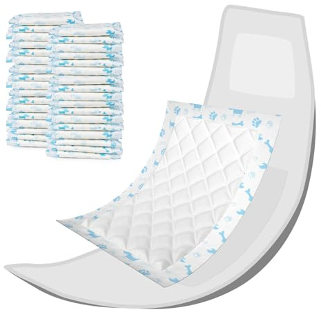 Pet Soft Disposable Dog Diaper Liners Booster Pads - Fit for Most Washable Dog Diapers & Dog Belly Bands Wraps, Ultra Absorbent for Marking, Incontinence, Female in Heat (Blue,S-50)