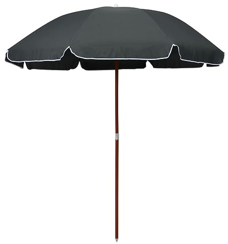Rantry Ombrellone con Palo in Acciaio 240 cm Antracite, Ombrellone da Giardino Spiaggia, Pesca Esterno Antivento Portabile per Balcone Terrazzo Esterno Piscina Decorazione da Mobili