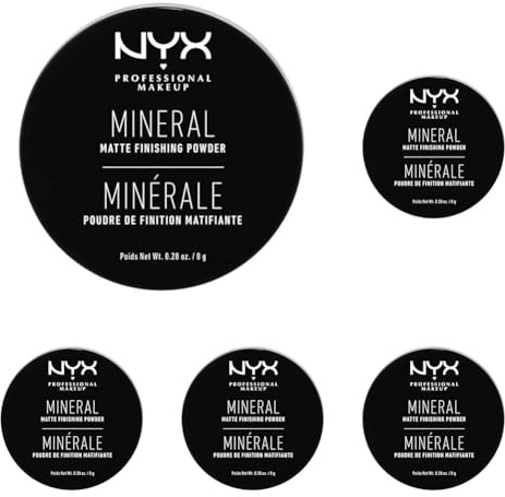 NYX Professional Makeup Mineral Finishing Powder, Loose Format, Matte Finish, Oil Absorbing, Vegan Formula, Shade: Light/Medium (Pack of 5)