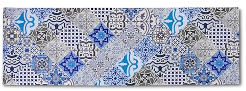 HomeLife Tappeto Cucina Antiscivolo Lavabe in Vine 52X240 Made in Italy | Passatoia Antimacchia in PVC Interni ed Esterni Stampa Digitale Piastrelle Blu | Tappeti Runner Lungo in Gomma [240 cm]